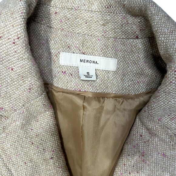 Merona Y2K Tweed Speckled Brass Button Retro Blazer Size Small - Picture 6 of 8
